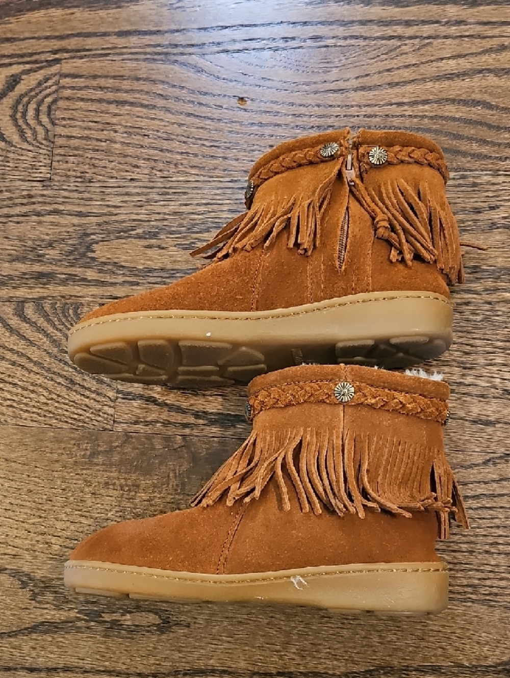 Minnetonka Brown Suede Fringe Ankle Boots Size 7 - Picture 3 of 13